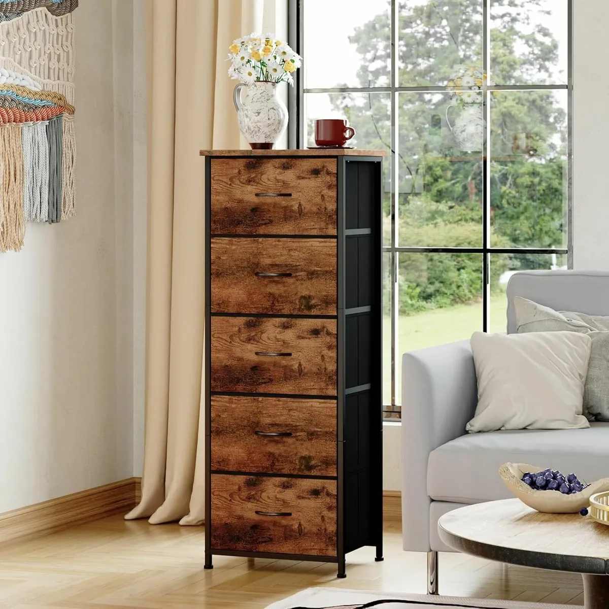Tall Chest of Drawers for Bedroom with 5 Storage - Image 4