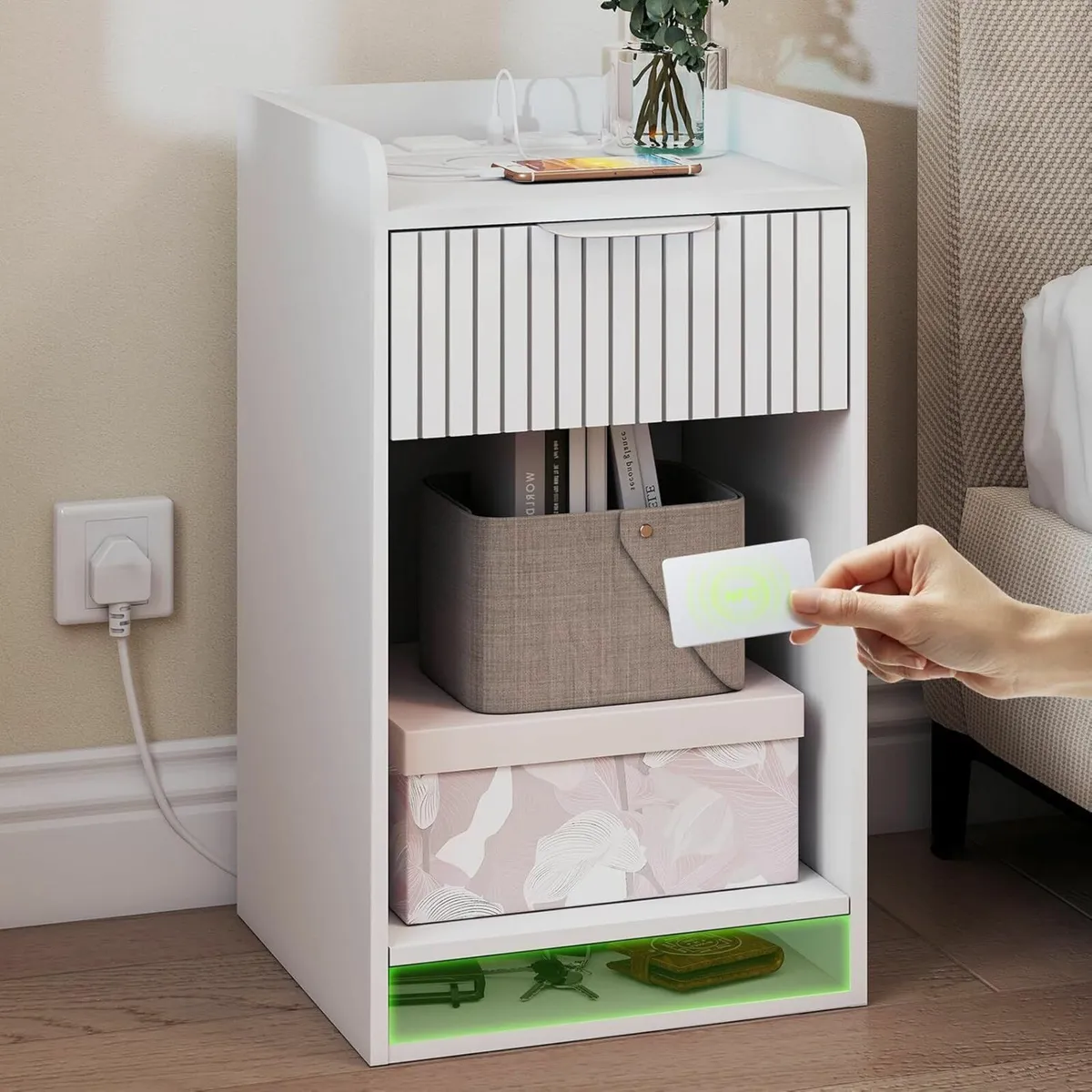 Nightstand with Charging Station and NFC Lock - Image 1