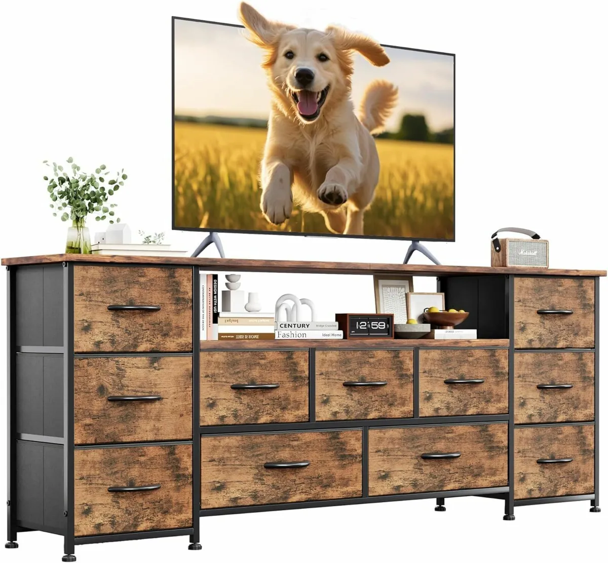63 Tv Cabinet Dresser for Bedroom with 11 Fabric - Image 1