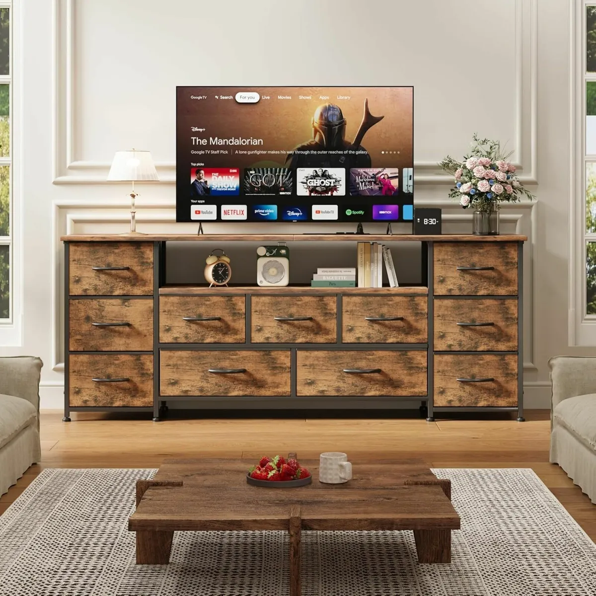 63 Tv Cabinet Dresser for Bedroom with 11 Fabric - Image 2