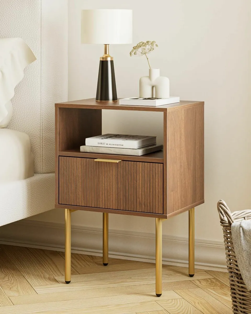 Bedside Table Cabinet with 1 Open Shelf And - Image 4