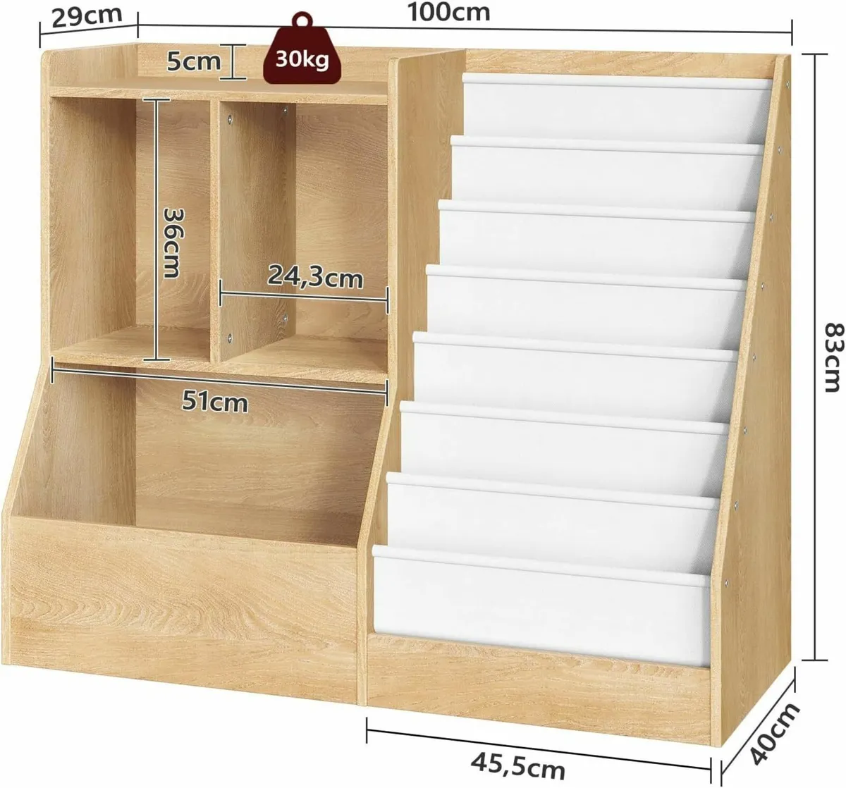 100 cm Kids Bookshelf and Toy Storage 7 Layer - Image 3
