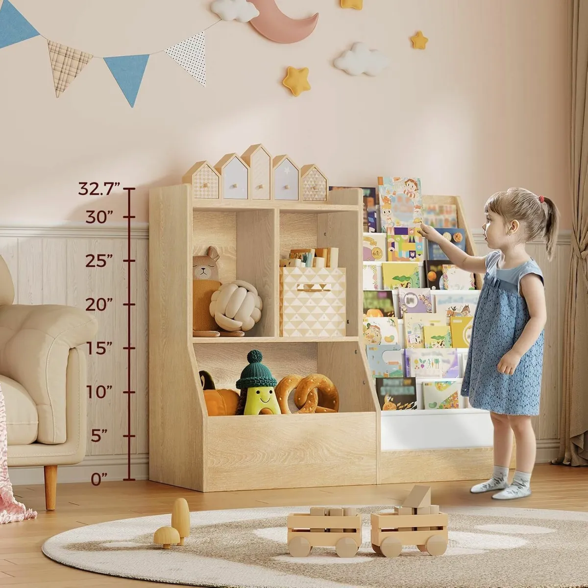 100 cm Kids Bookshelf and Toy Storage 7 Layer - Image 4