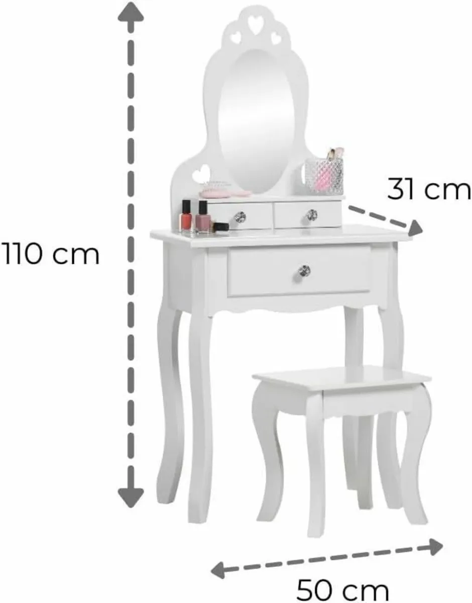 Girls Dressing Table (Age 3-7yrs) With Mirror and - Image 2