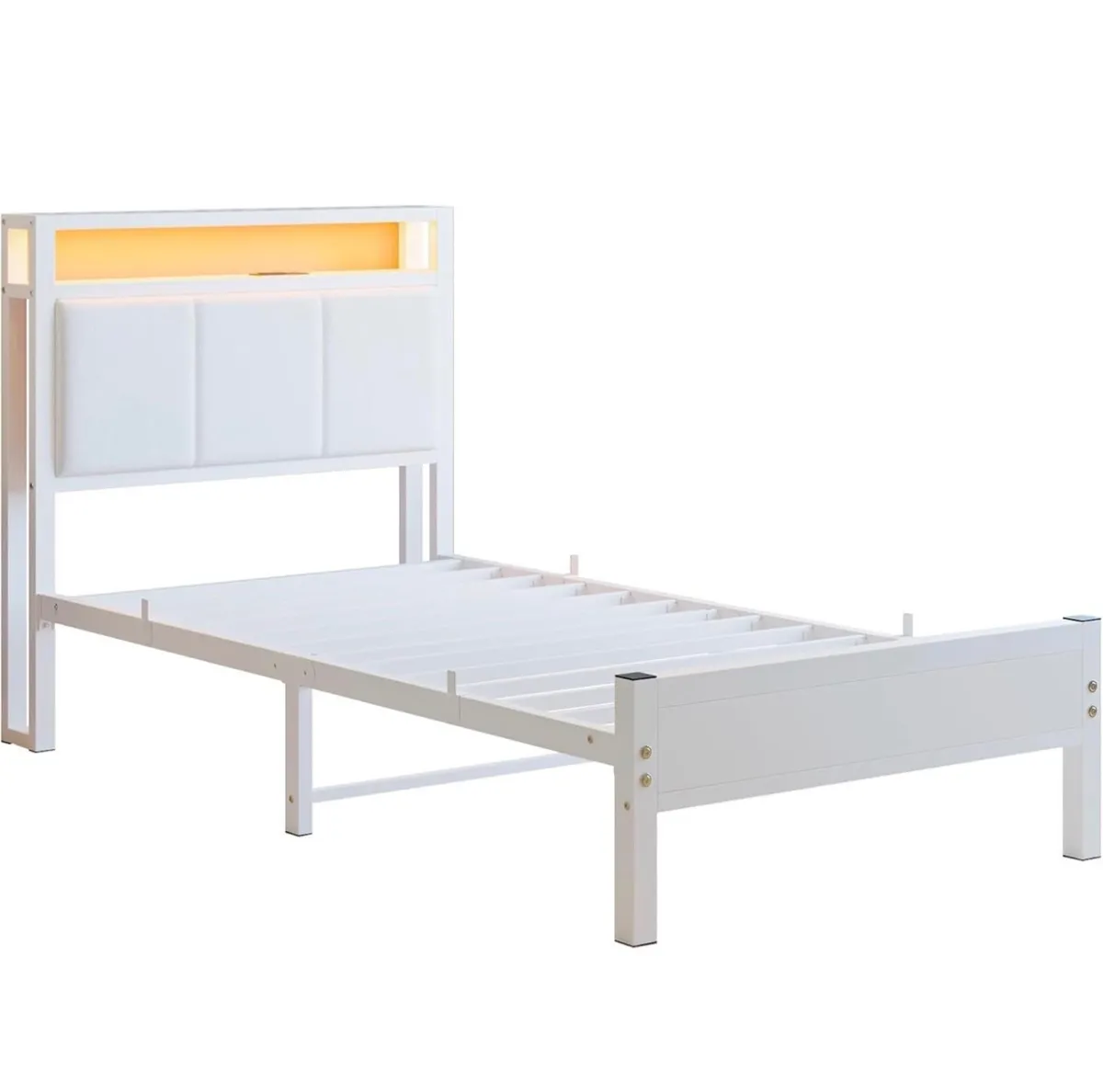 3FT Single Bed Frame with LED Lights and Charging - Image 2