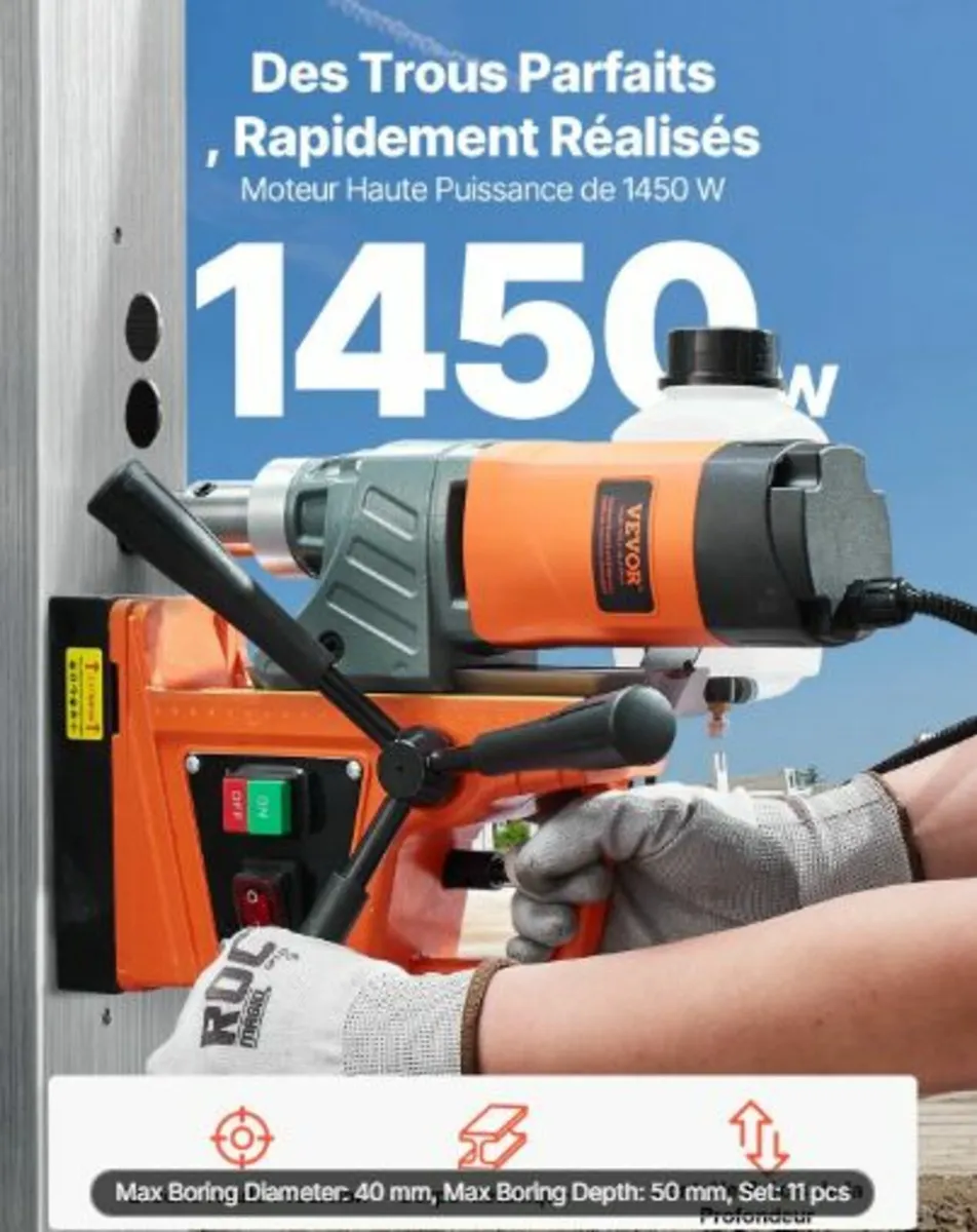 Magnetic Drill,1450W Motor 1.6 in Boring Diameter - Image 4