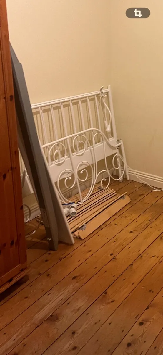 IKEA Leirvik white metal bed frame standard double - Image 4