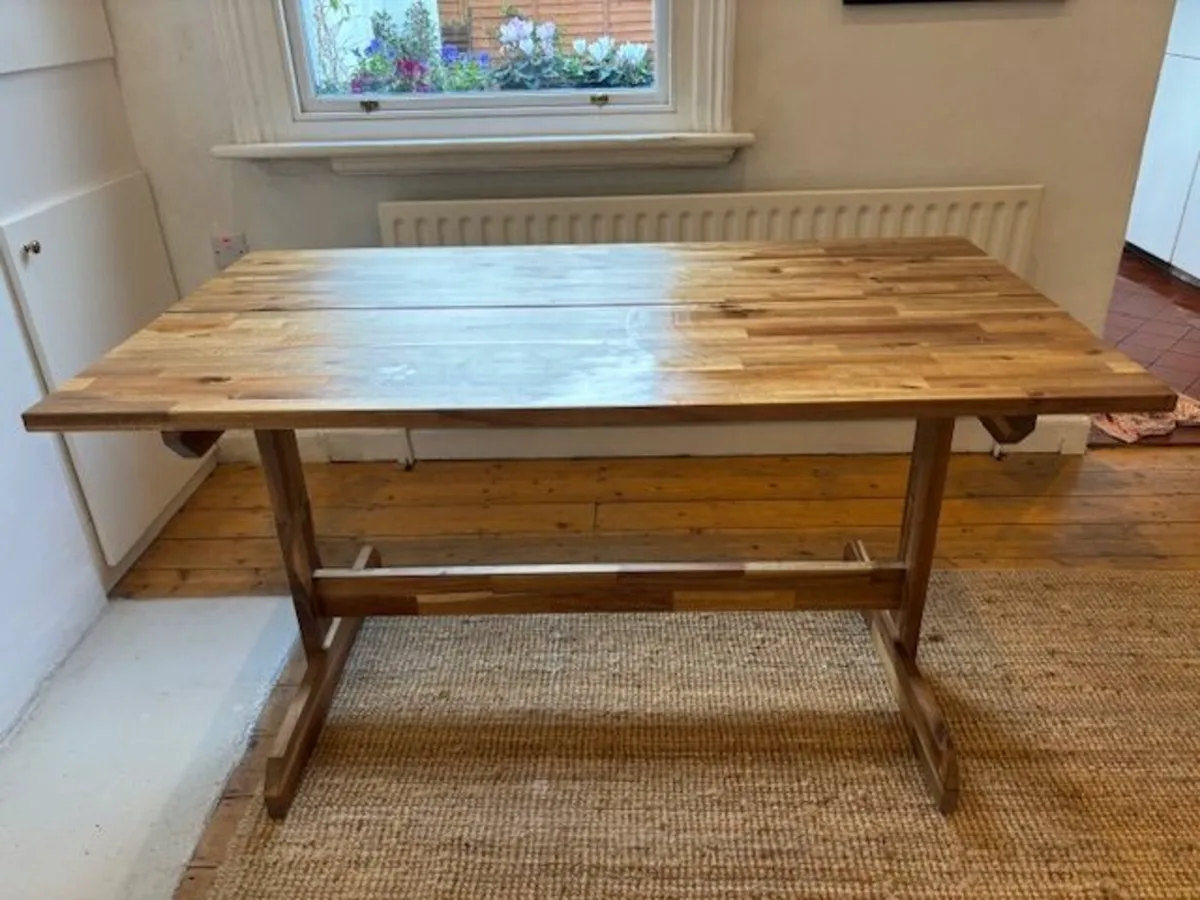 Solid Acacia Wood Dining Table - Seats 4 - Image 1