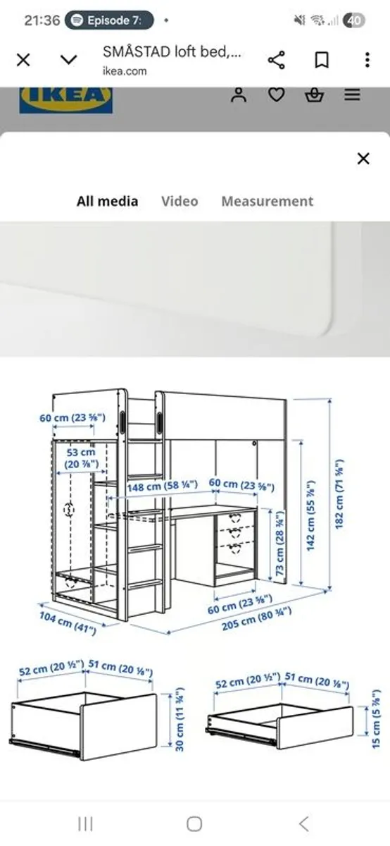 loft bed. White with pink doors. Slight damage to shelves. - Image 1