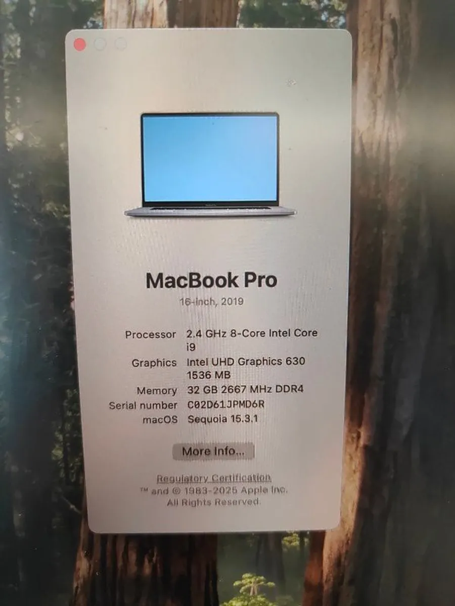 Touch Bar MacBook Pro A2141 2019 16" 2.4GHz  i9-9980HK 9th Gen. 32GB RAM 512GB SSD (Battery Cycle: 1237) - Image 4