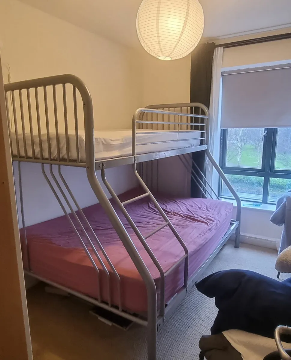 Bunk bed, single on top and double on bottom