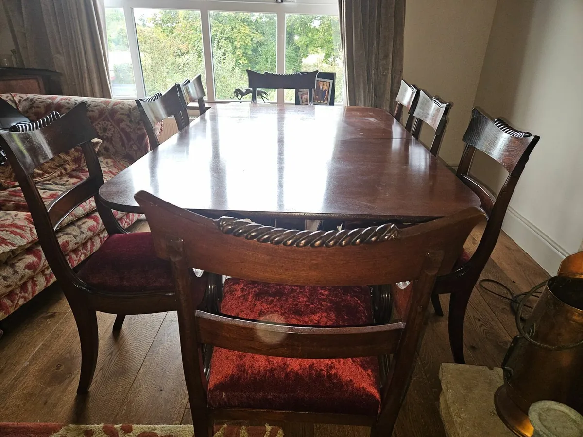 Antique Mahogany Dining Table (8ft) with chairs - Image 1