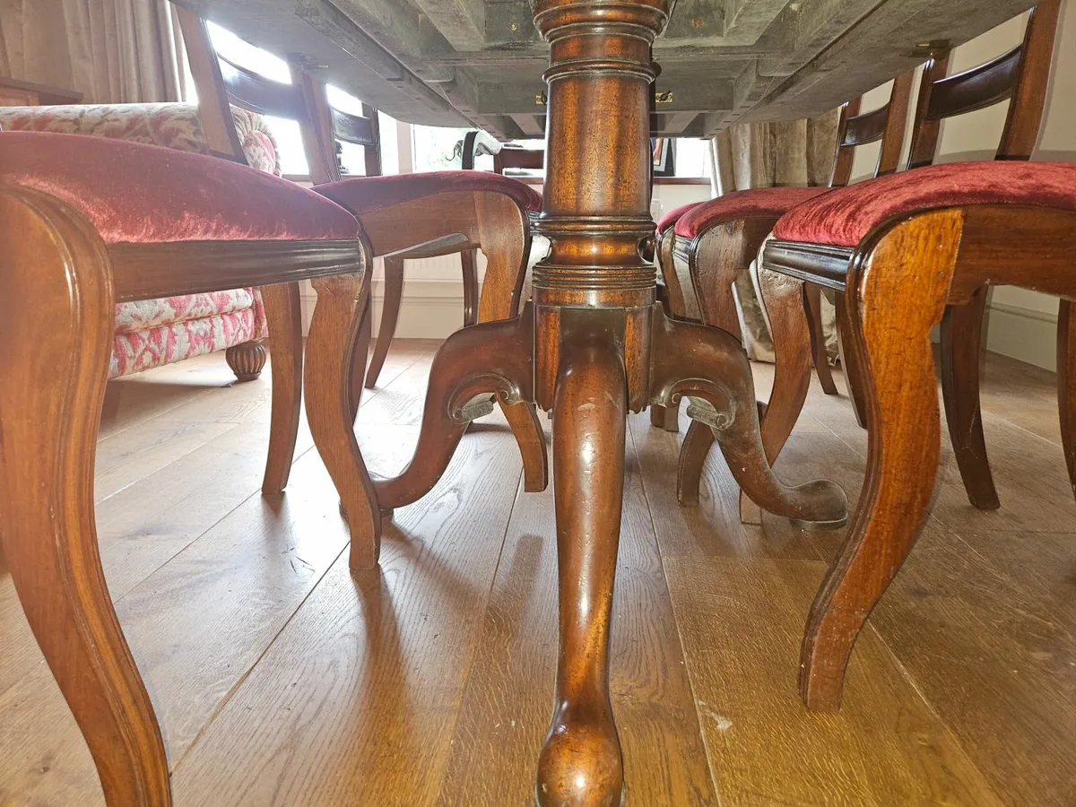 Antique Mahogany Dining Table (8ft) with chairs - Image 2