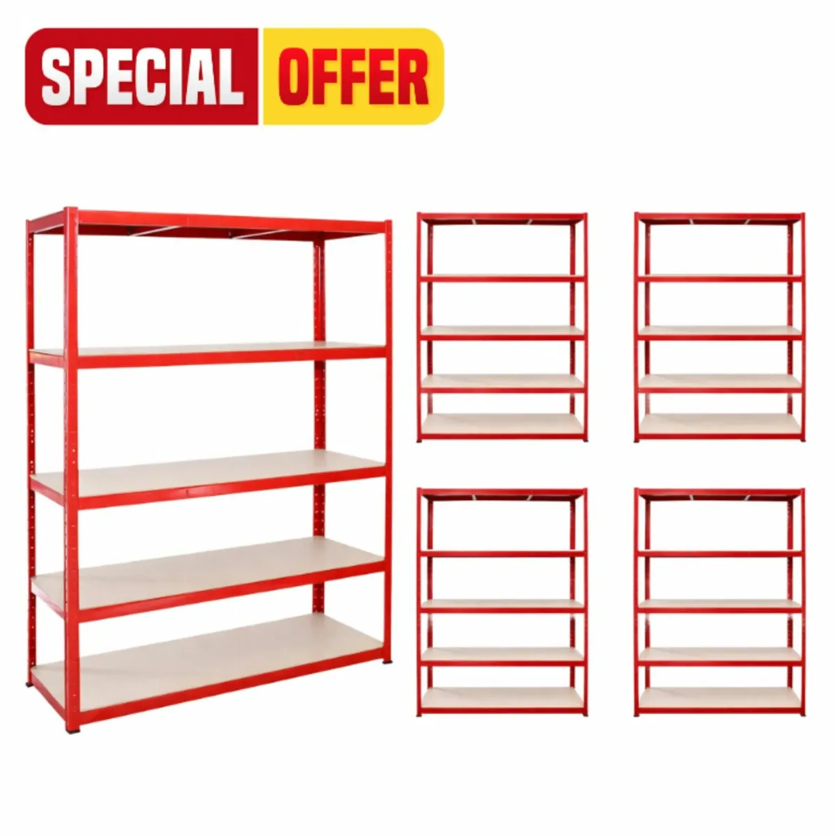 5x bays of flatpacked boltless shelving - Image 1