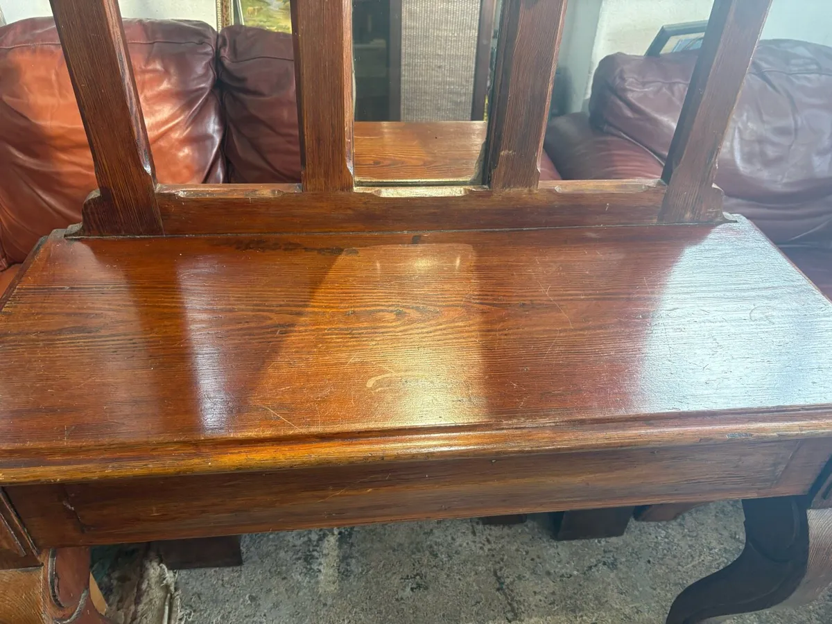 Antique mahogany hall stand hooks, mirror umbrella - Image 2