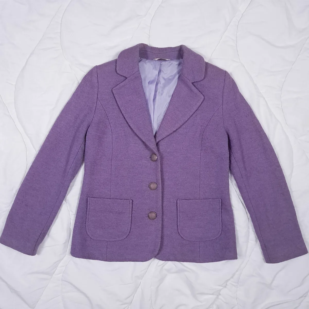Avalon Lilac Purple Boucle Wool Jacket Blazer 12UK - Image 1