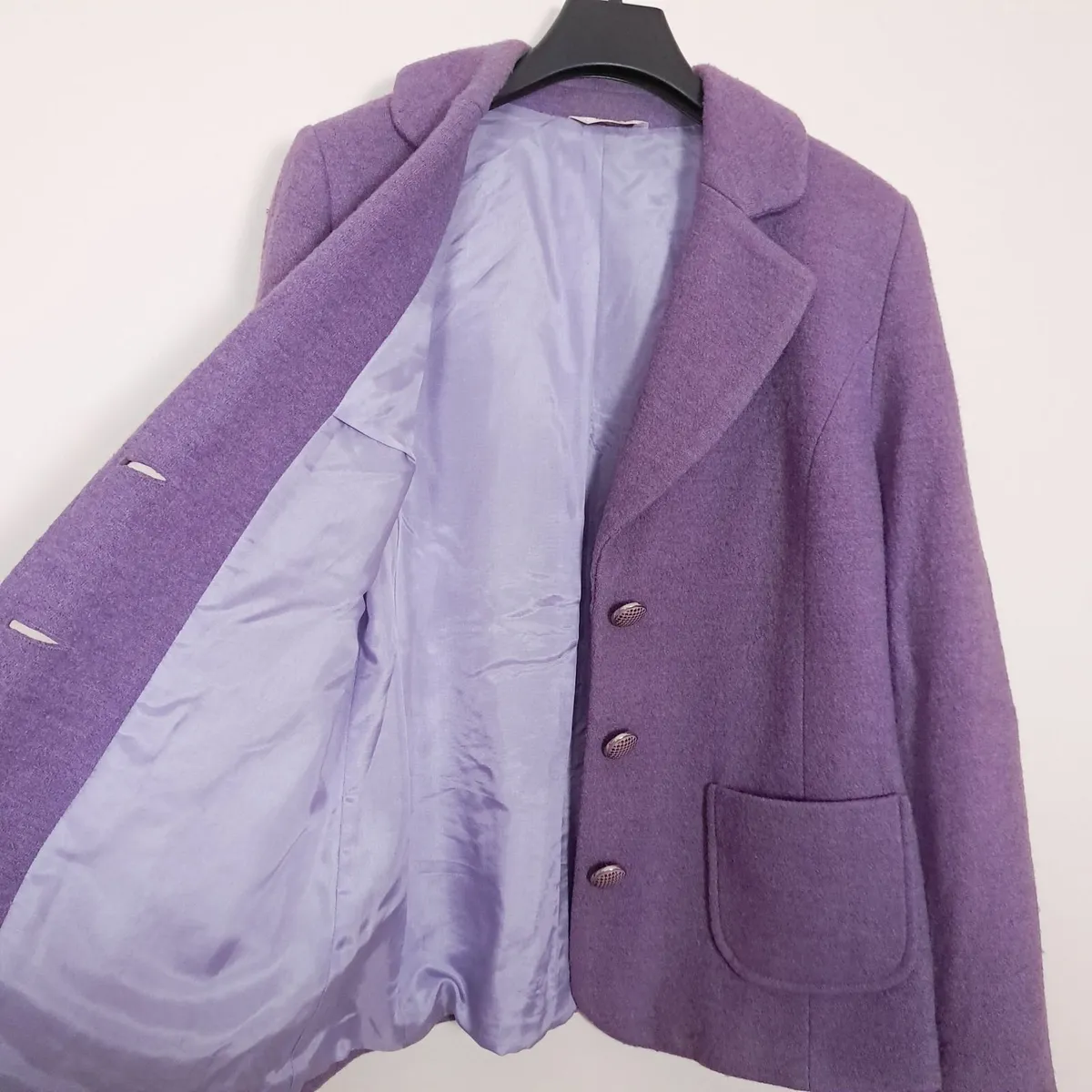 Avalon Lilac Purple Boucle Wool Jacket Blazer 12UK - Image 4
