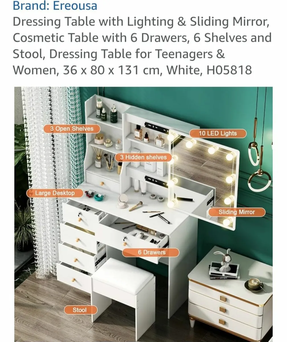 Dressing table vanity & stool - Image 3
