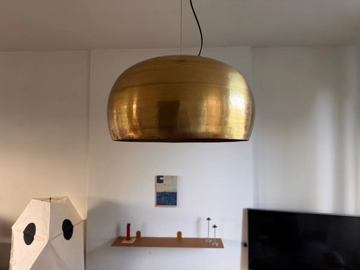 Pair of Hand- Hammered brass Pendant Lights - Image 4