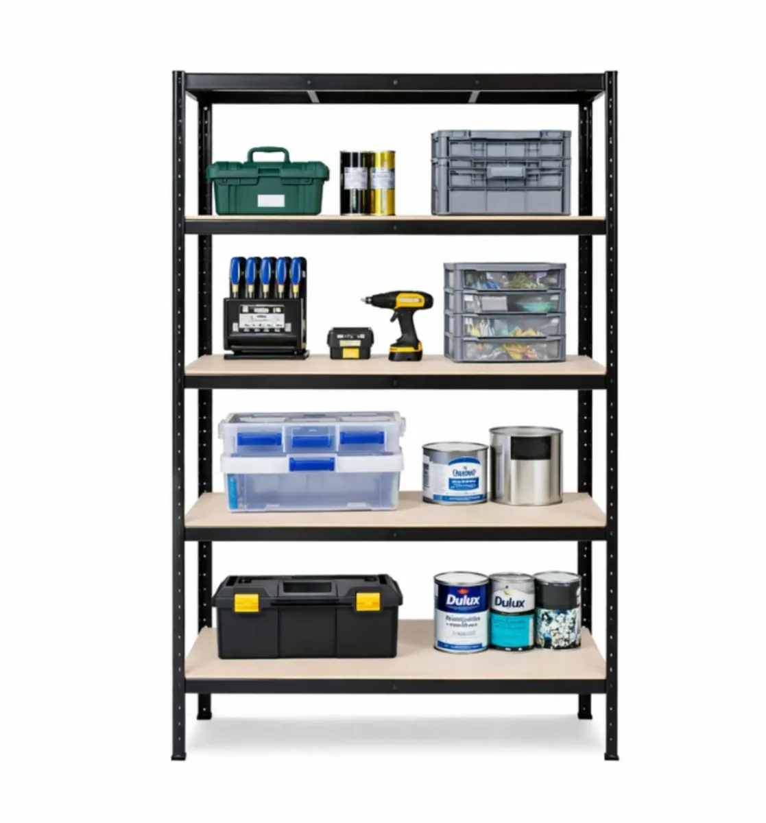 5x bays of 5 tier flatpack shelving - Image 3