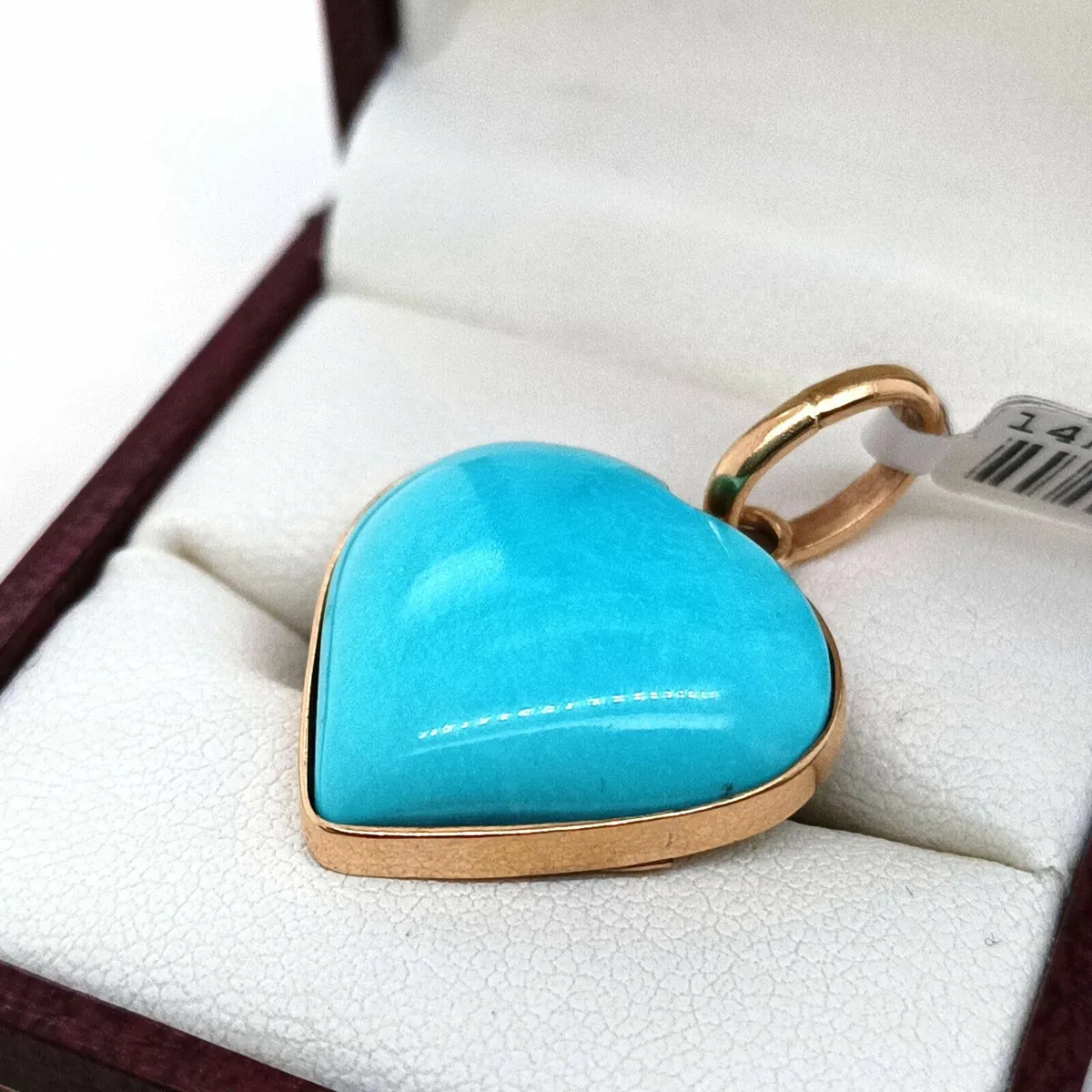 Vintage Turquoise Heart Pendant, 14k Yellow Gold - Image 3