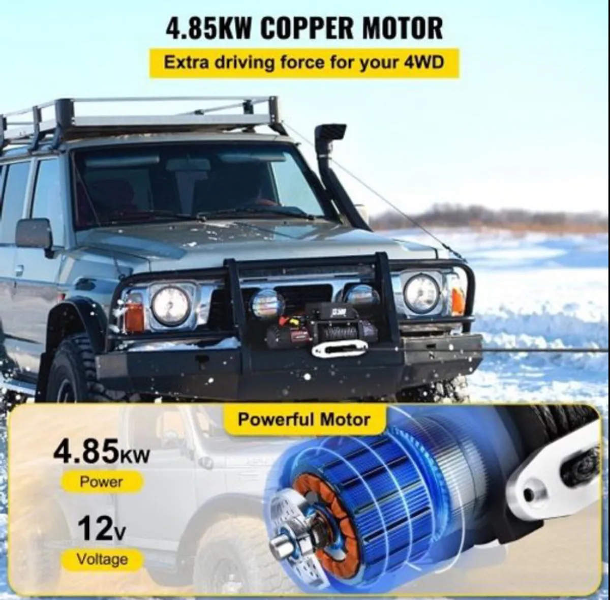 Electric Synthetic Rope Winch 12v Recovery - Image 3