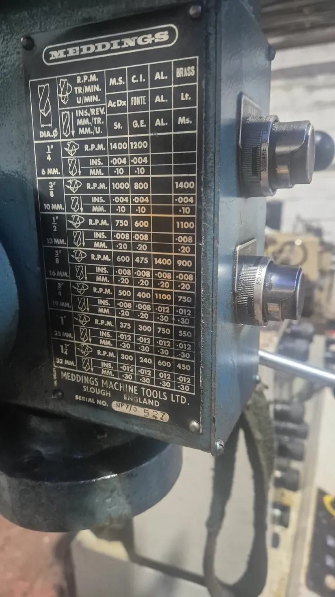 Meddings MF7 Heavy Duty Pillar Drill - Image 3