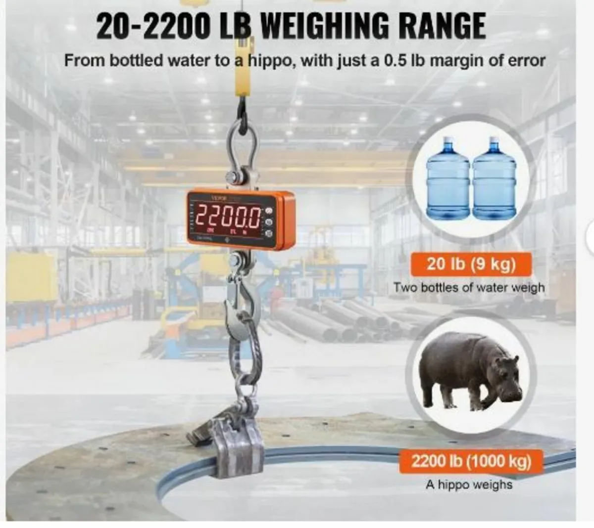 Digital Crane Scale, 2200 lbs/1000 kg - Image 2
