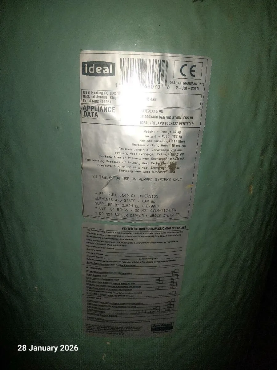 36 x 18 indirect stainless steel cylinder - Image 2