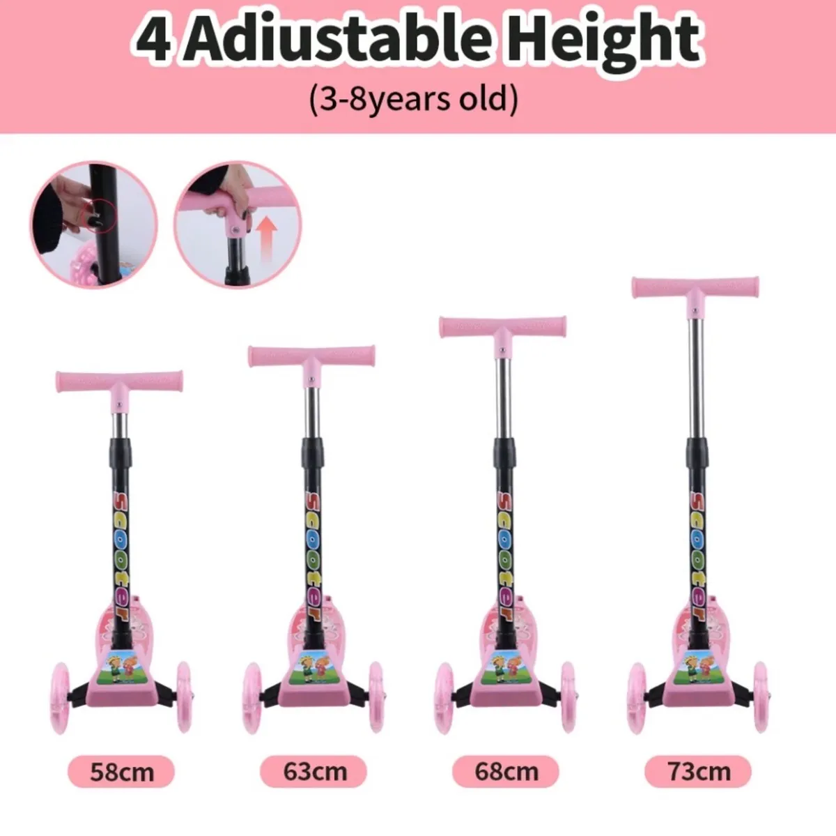 Kids Scooter Kick Push Flashing Led Wheels NEW - Image 4