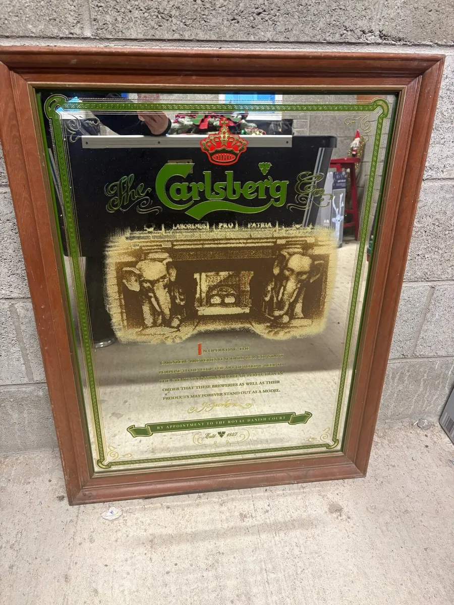 Carlsberg bar mirror framed - Image 1