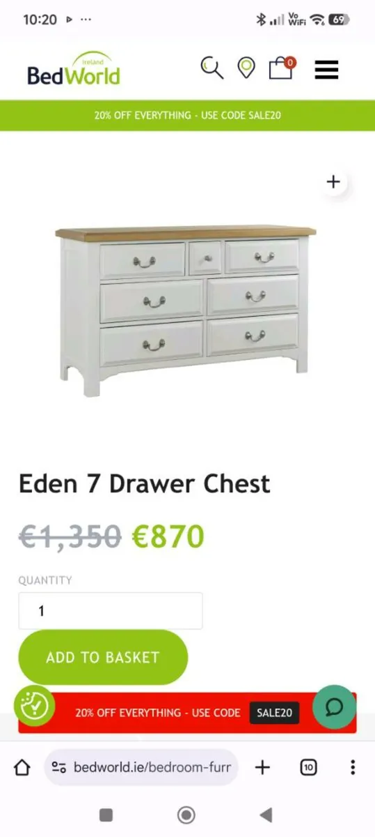 Wide 7 Drawer Chest Oak New in box - Image 2