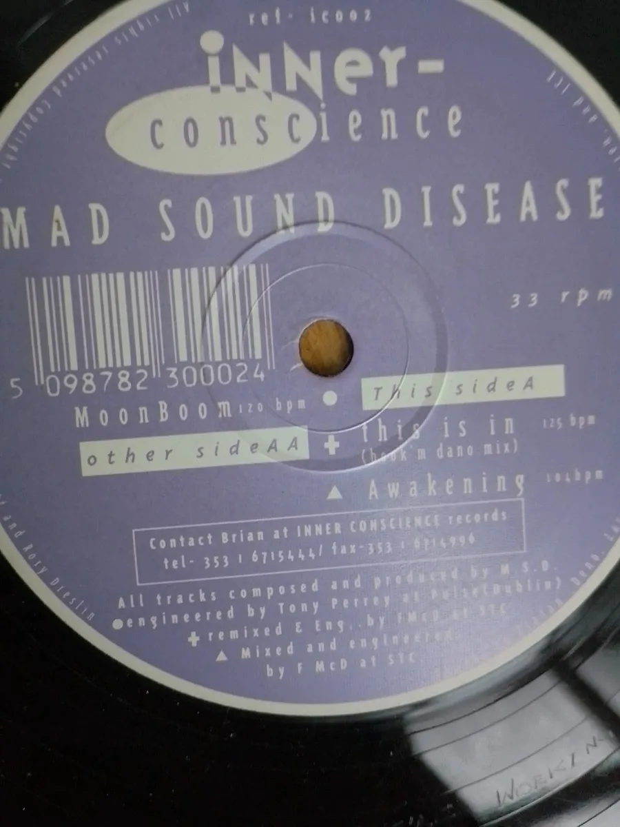 RARE IRISH 12 INCH VINYL INNER CONSCIENCE RECORDS, - Image 2