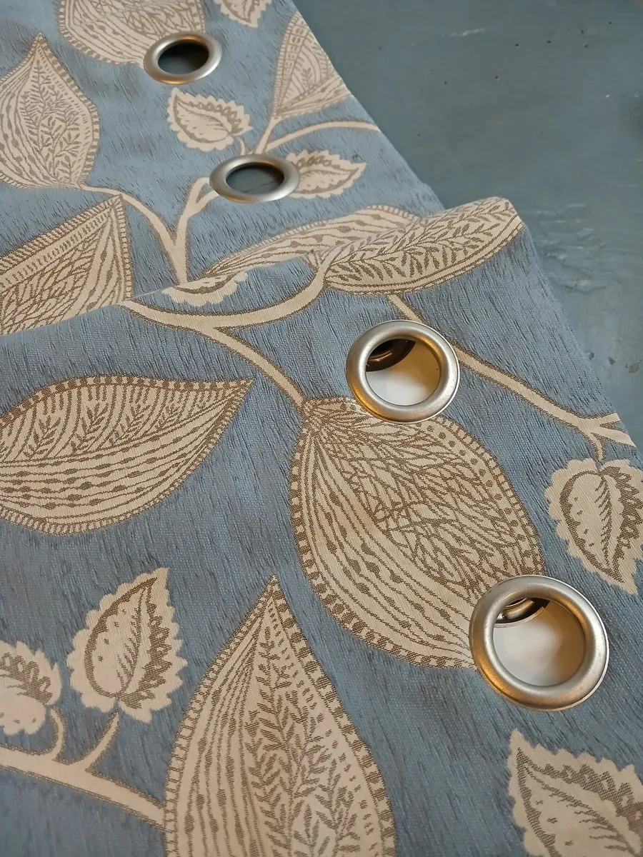 curtains - light blue and pale gold - thermal - Image 1