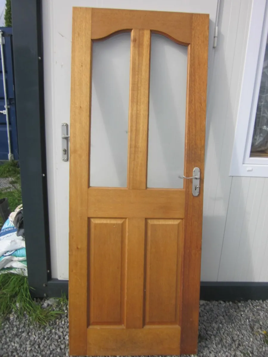 Hard Wood Interior  Half Glass Panel Doors X4 - Image 1