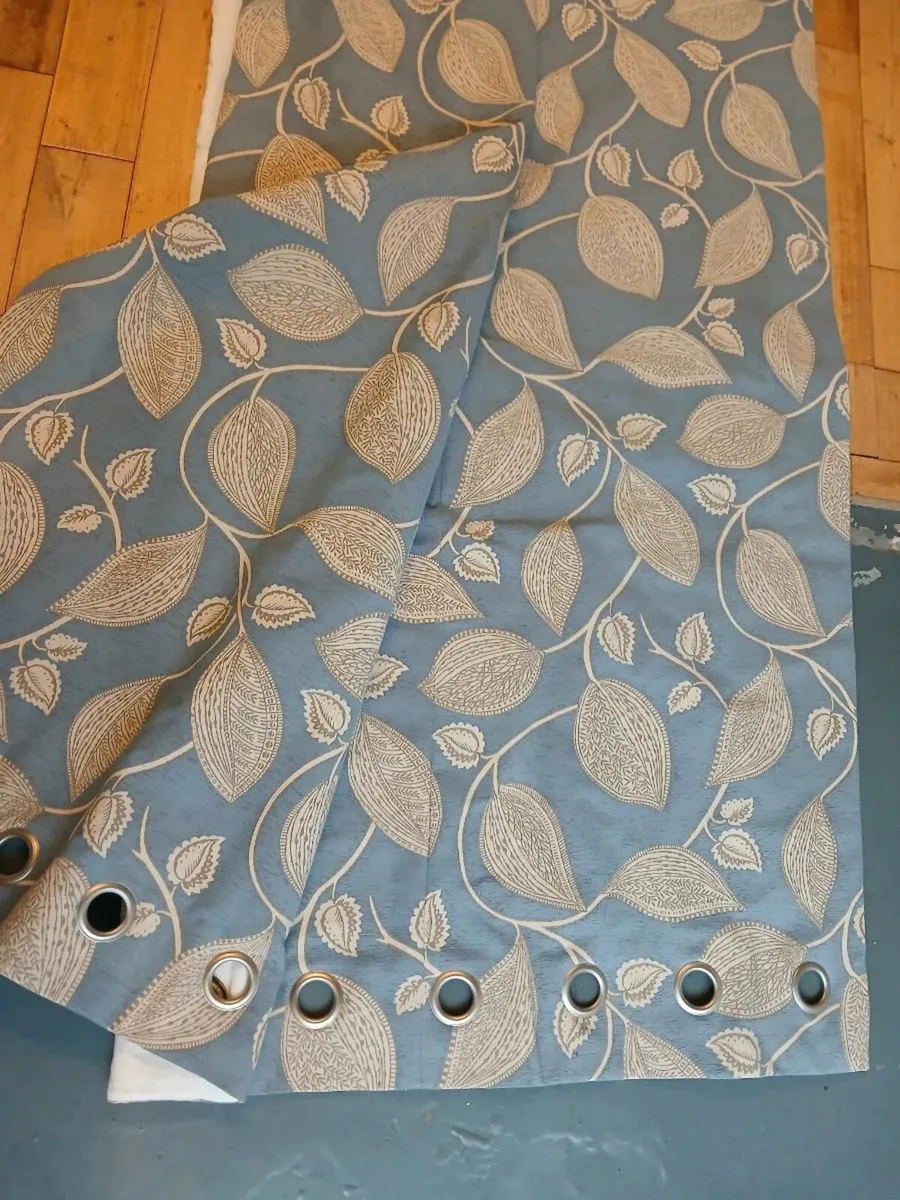 curtains - light blue and pale gold - thermal - Image 2