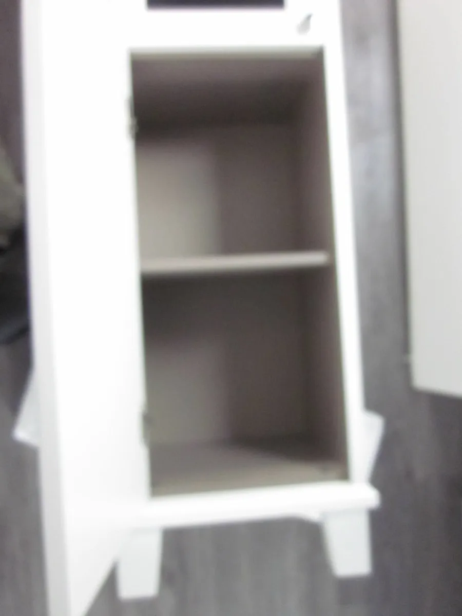 Tall Hard Wood Laminated 1/2 Glass White Cabin - Image 2