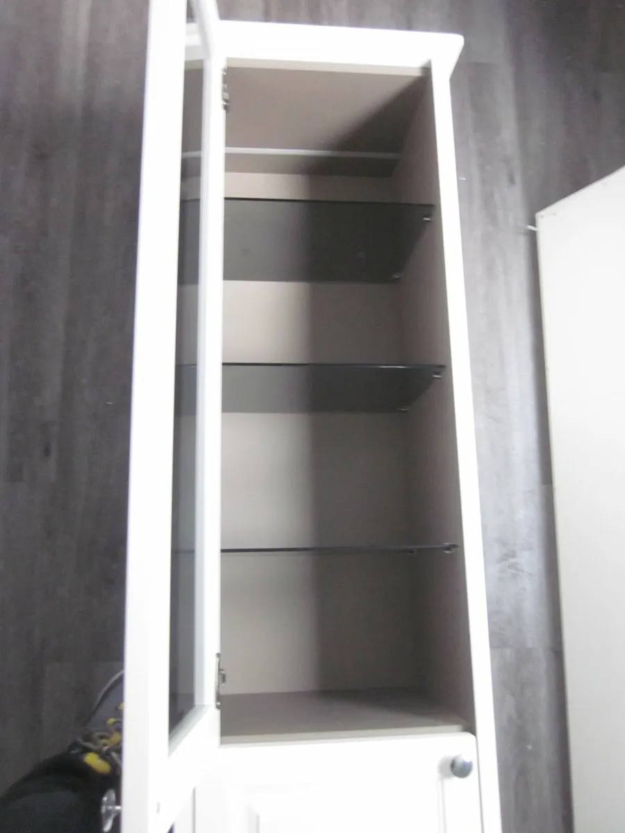 Tall Hard Wood Laminated 1/2 Glass White Cabin - Image 3