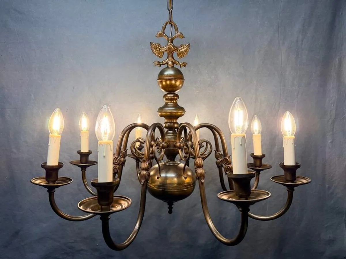 Very Good Antique Eight Branch Flemish Chandelier. - Image 1