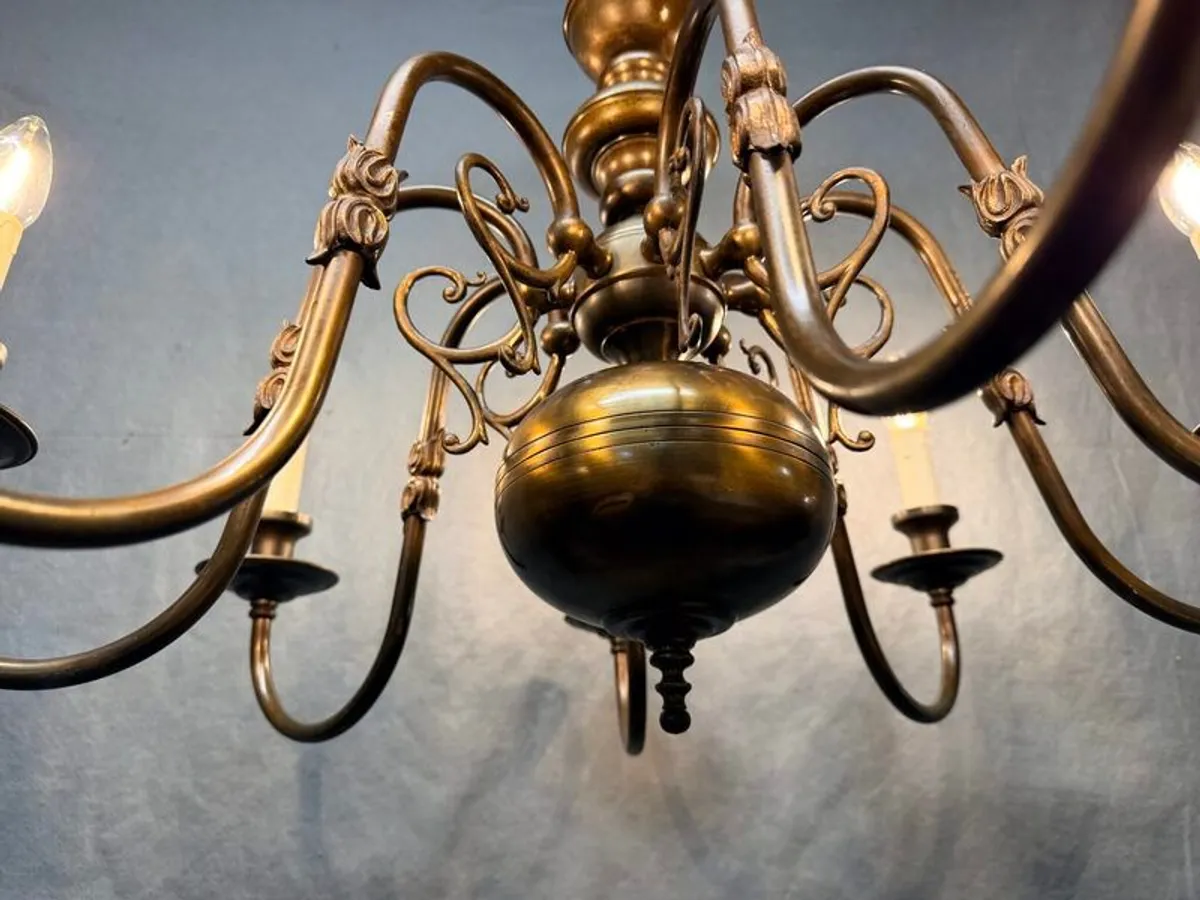 Very Good Antique Eight Branch Flemish Chandelier. - Image 2