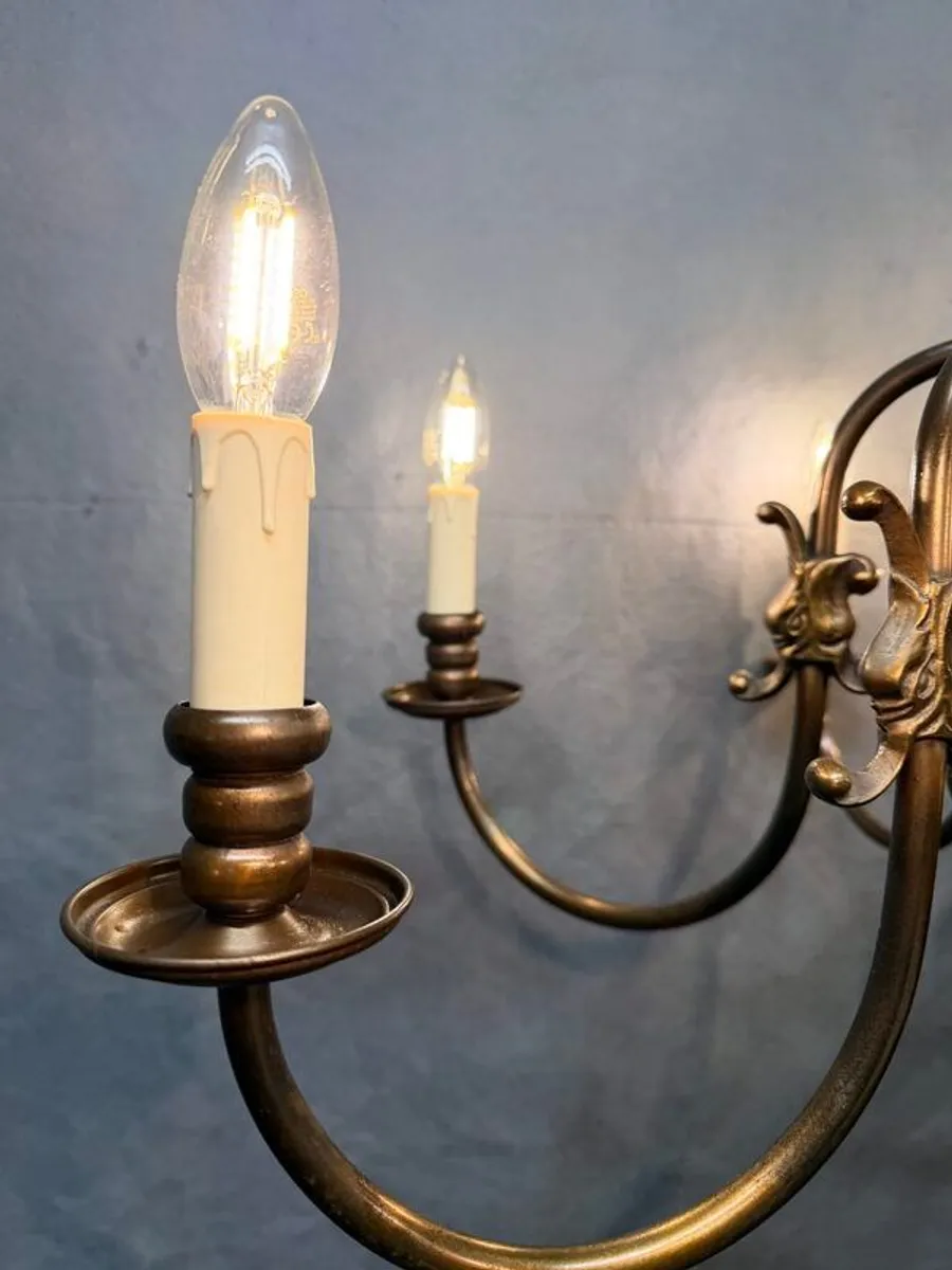 Very Good Large Antique Eight Branch Flemish Chandelier. - Image 3