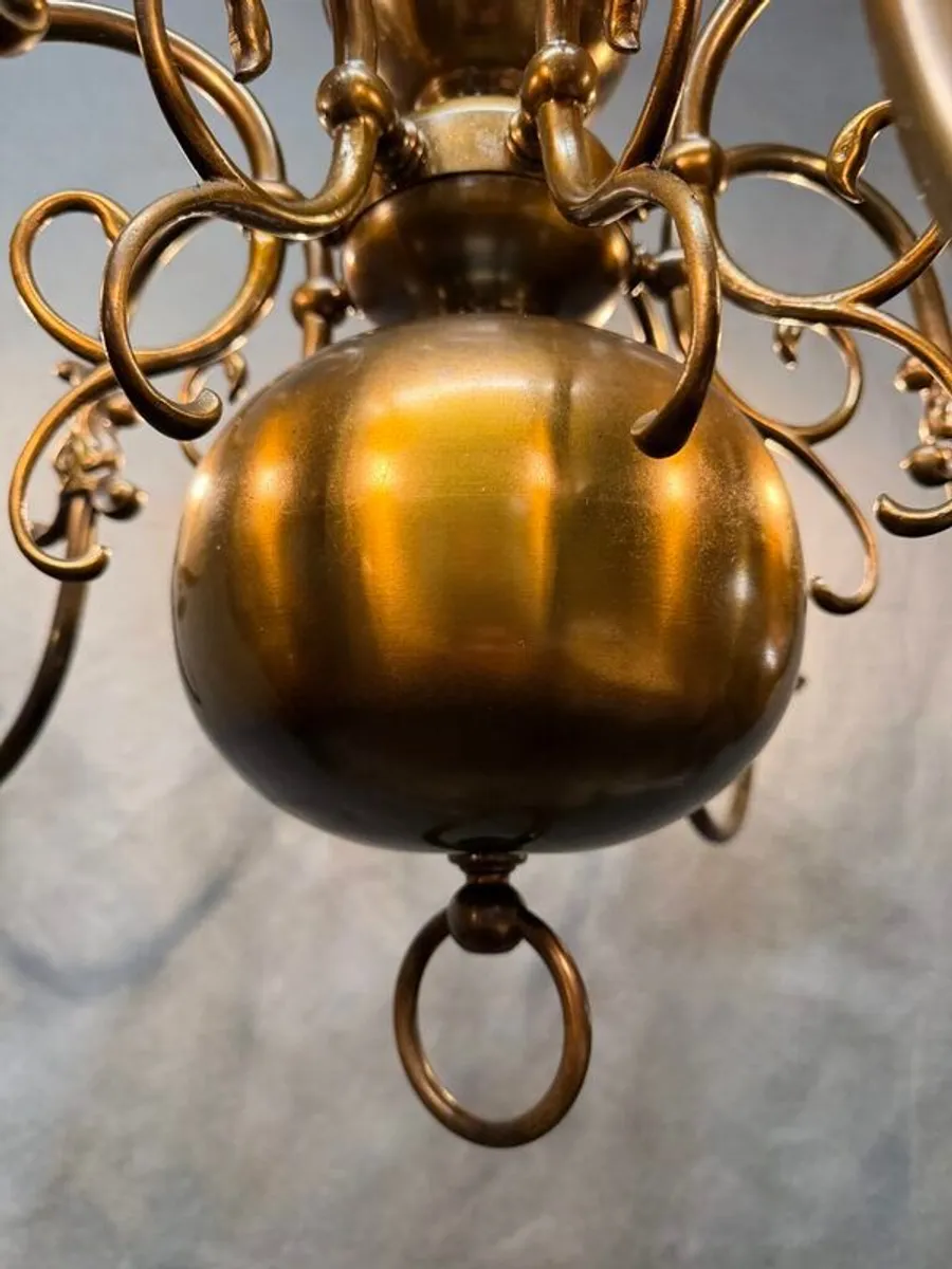 Very Good Large Antique Eight Branch Flemish Chandelier. - Image 4