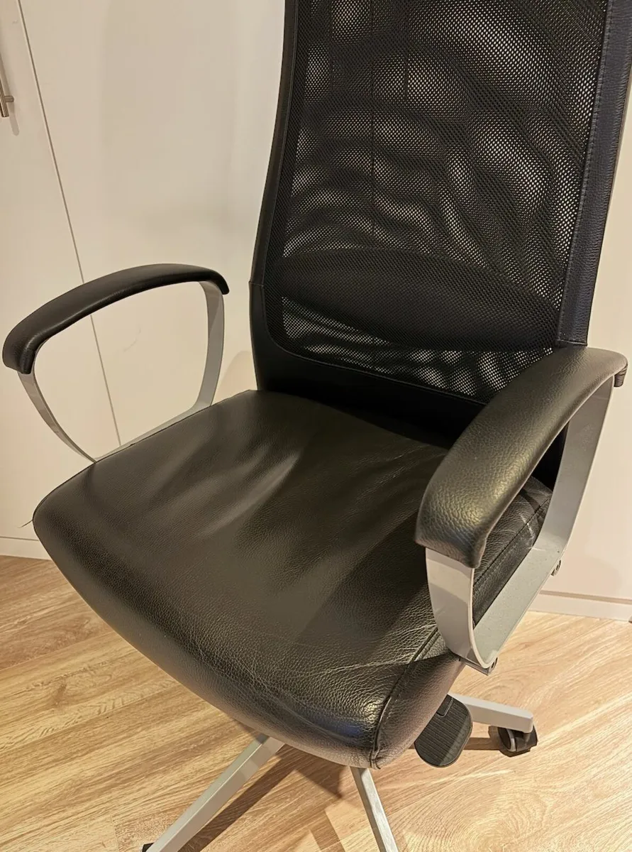 IKEA MARKUS Office Chair – Black Leather - Image 2