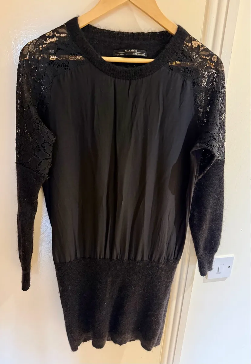 AllSaints black wool sweater dress - Image 1