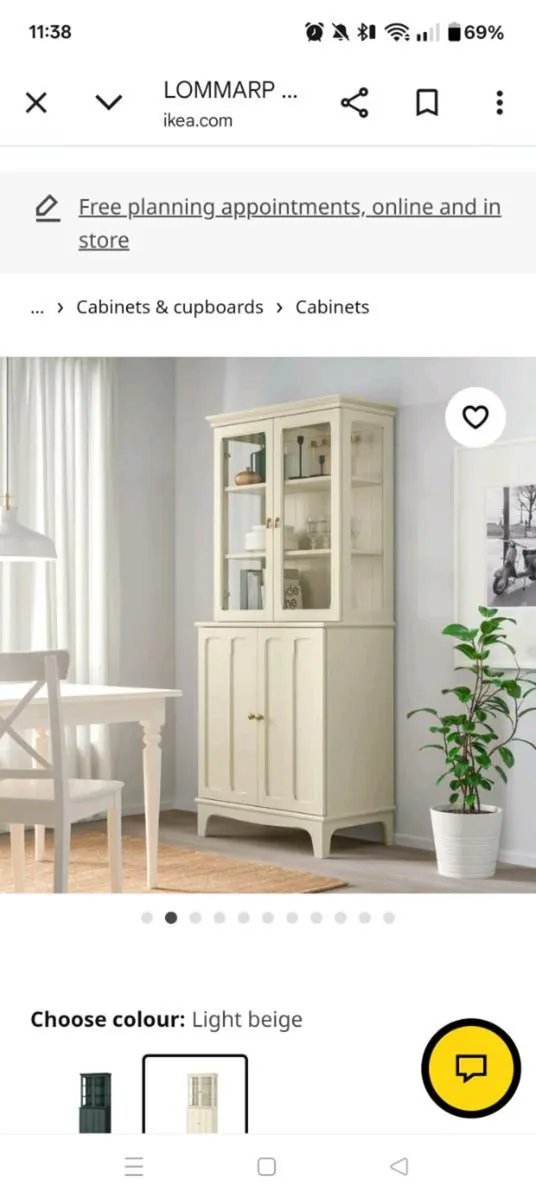 Large Display Cabinet Cream Finish - Image 2