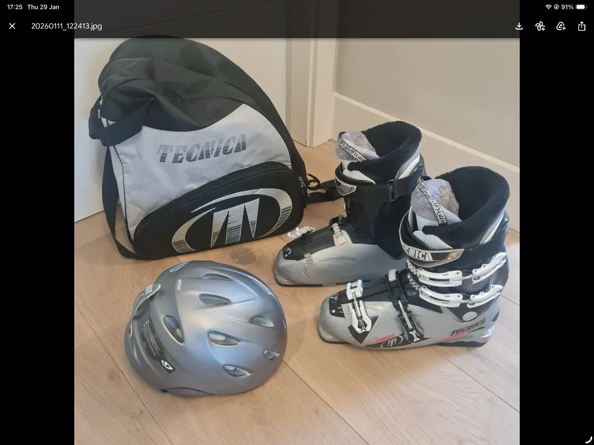 Ski Boots and Ski Helmet