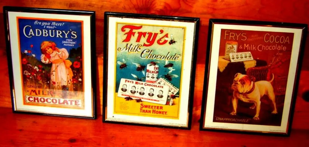 Vintage Trio Of Framed Chocolate Ad's - Image 1