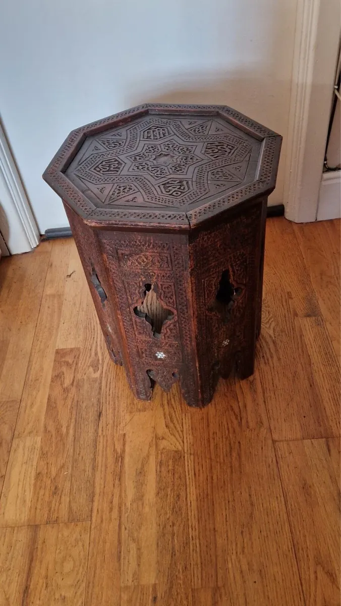 Antique Moroccan hand carved occasional table