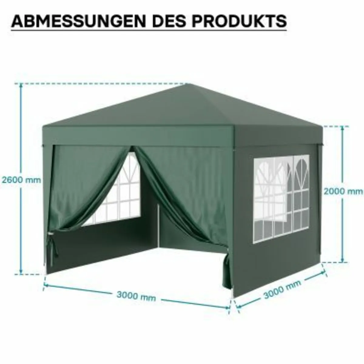 Waterproof 3x3m Gazebo with 4 Side Walls - Image 4