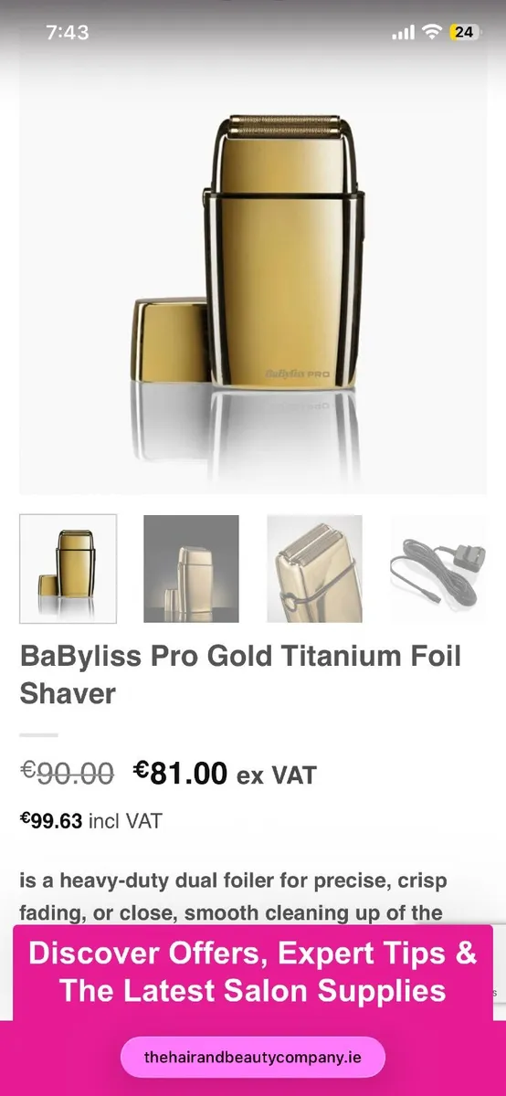 BaByliss Pro Gold Titanium Foil Shaver - Image 2
